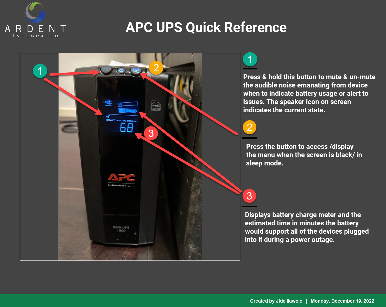 Apc back ups 1500 quick reference